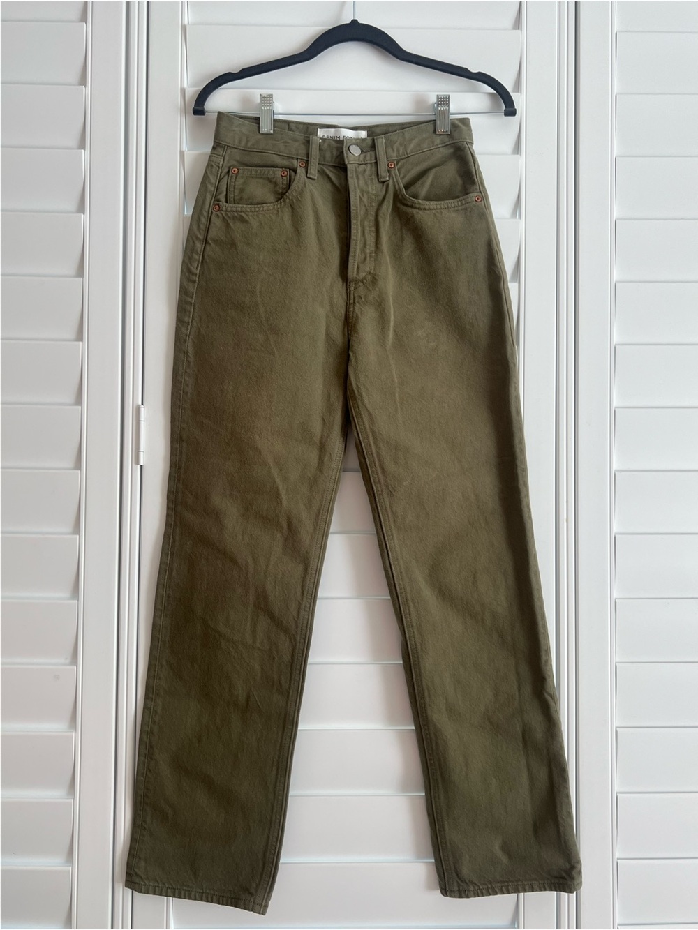 Aritzia Denim Forum Joni High Rise Loose 29L Olive Green 90s Jeans Size 24